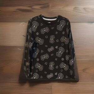 Garanimals Kids Black Long Sleeve Gaming Controller All Over Print Sz 7 T-Shirt